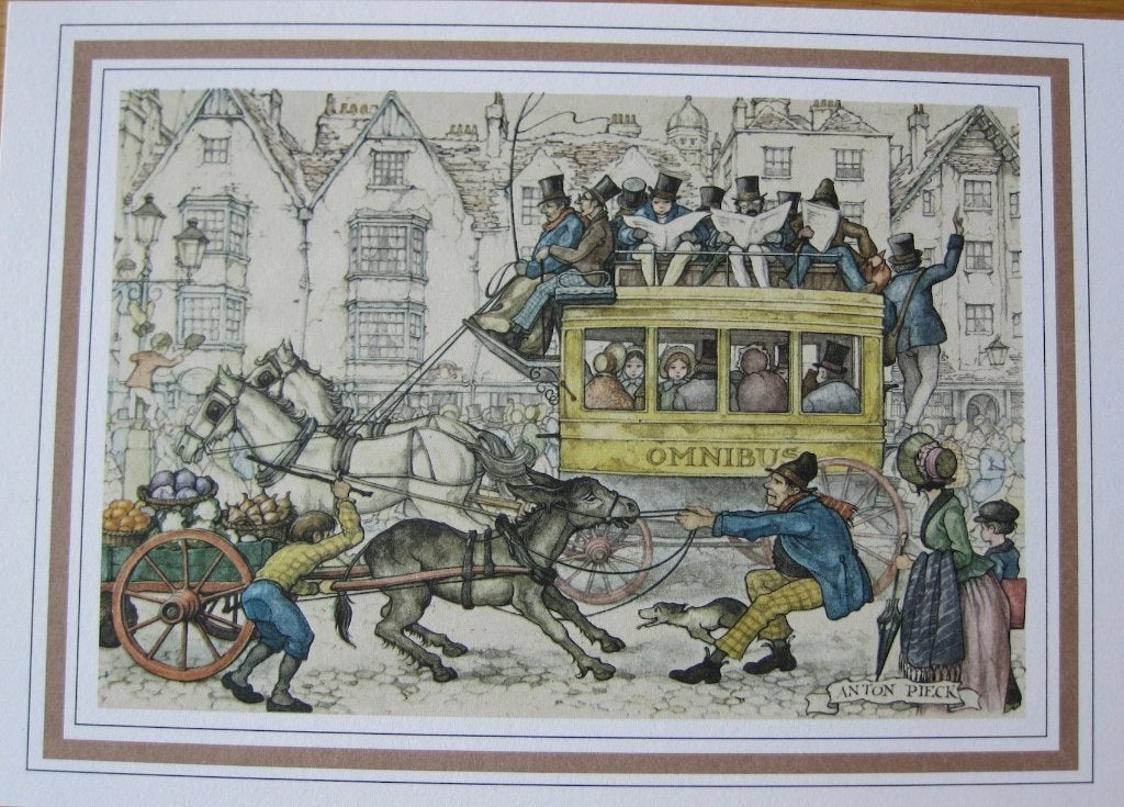 Anton Pieck - straattafereel met omnibus en ezel - nieuw, Verzamelen, Verzenden, 1980 tot heden, Ongelopen, Overige thema's