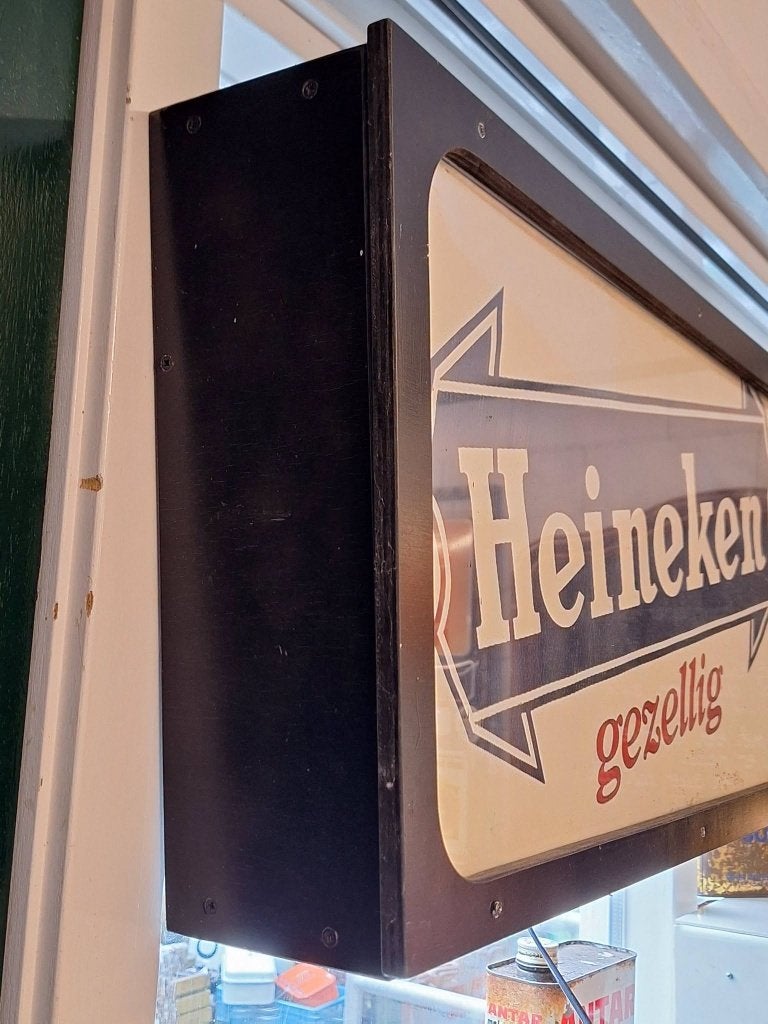 Zelf gemaakte lichtbak, lichtreclame van Heineken bier🍺, Ophalen, Gebruikt, ., Lichtbak of (neon) lamp