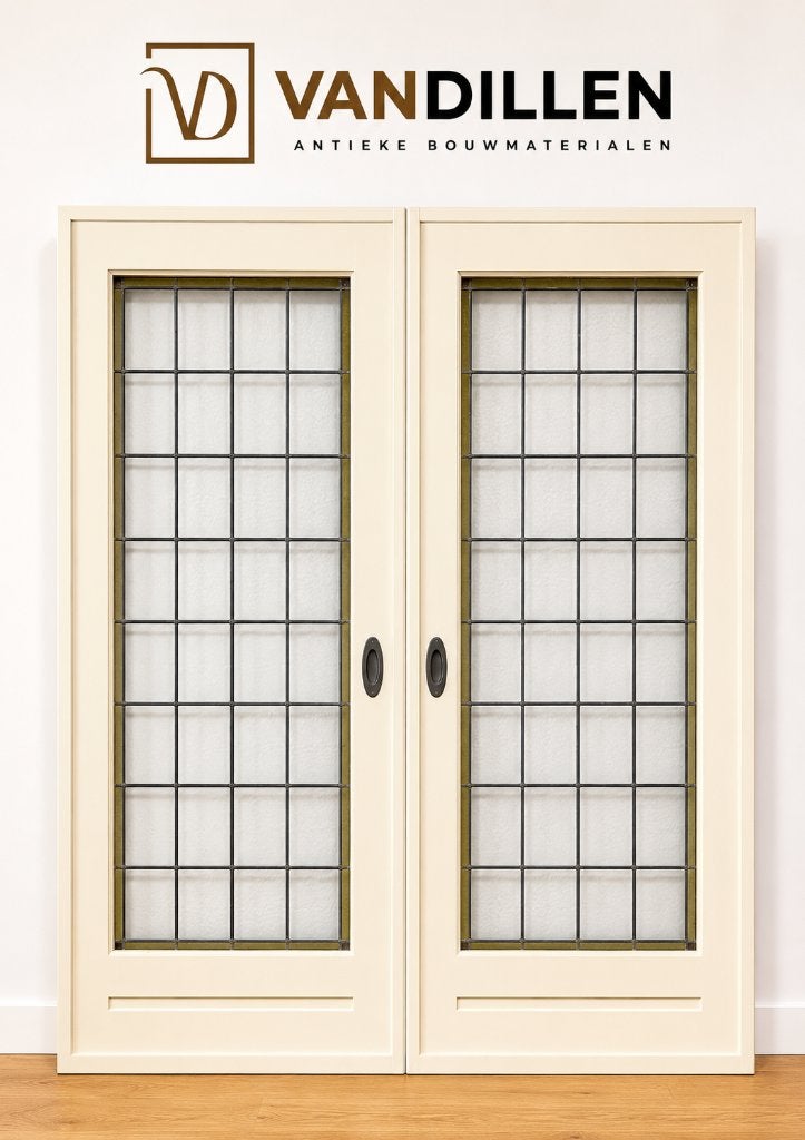 Oude ensuite schuifdeuren glas in lood kleur rand