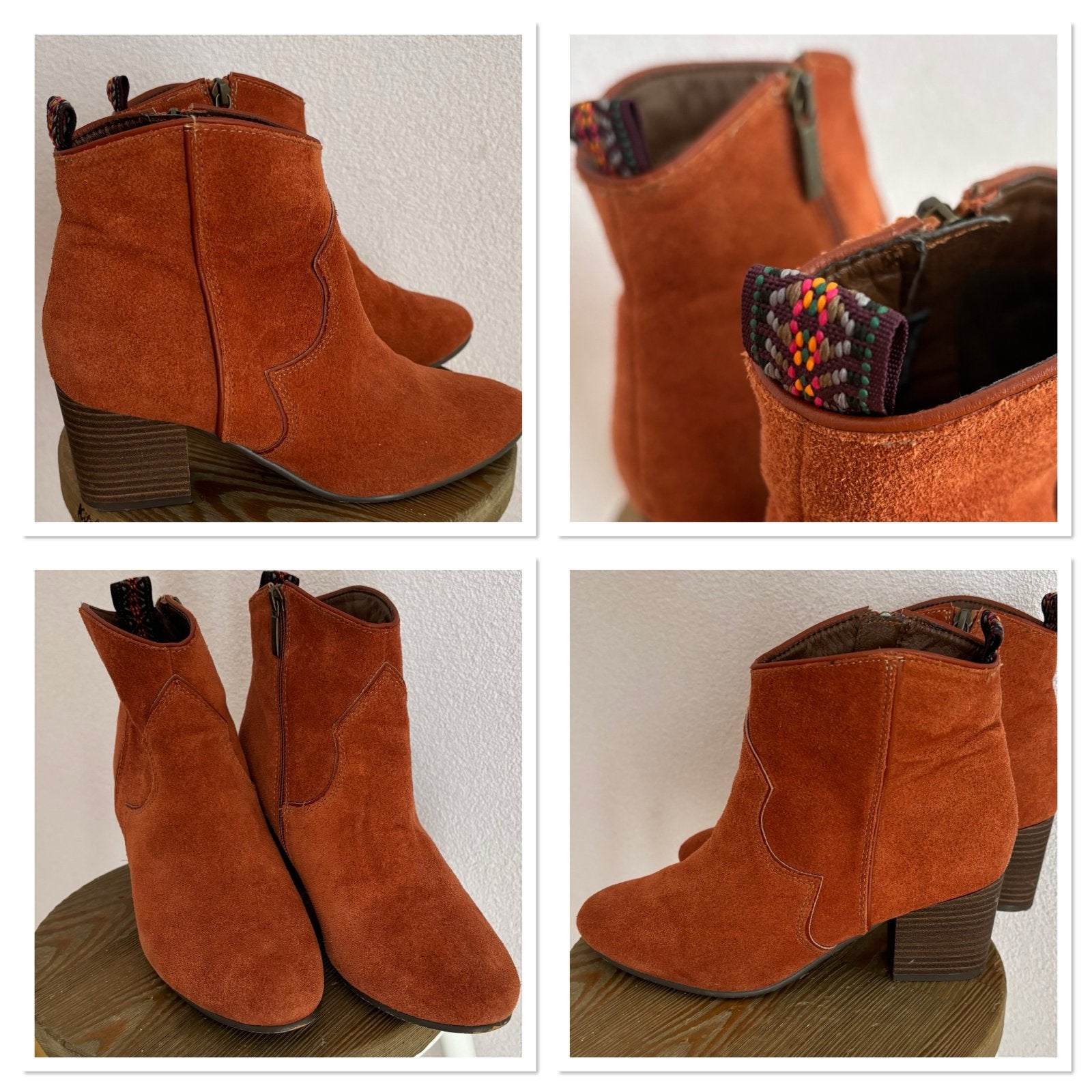 Tamaris bohemian suède enkellaarsjes - bruiin/Oranje ZGAN, Lage of Enkellaarzen, Oranje, Ophalen of Verzenden, Zo goed als nieuw