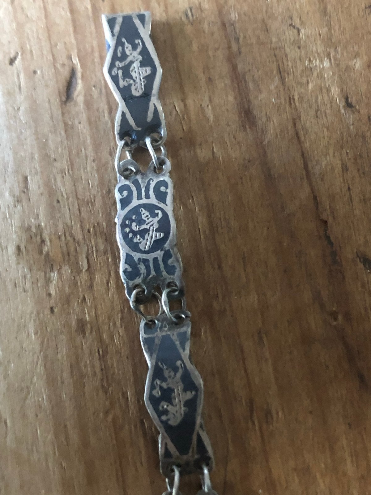 Siam Sterling Zilveren Armband met Niello Werk, Ophalen of Verzenden, Zilver
