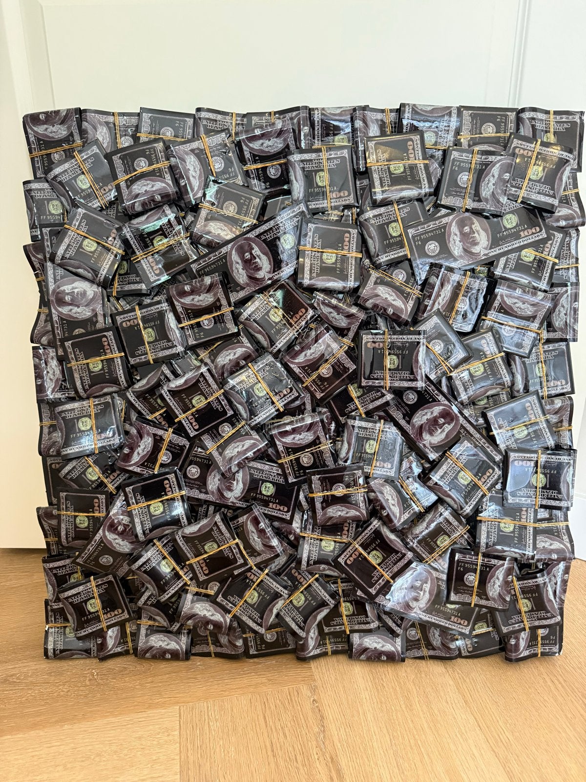 Modern schilderij 'Black Money' van Poxini 1/1 60x60, Ophalen, Overig onderwerp, 3D-effect, Gemengde techniek