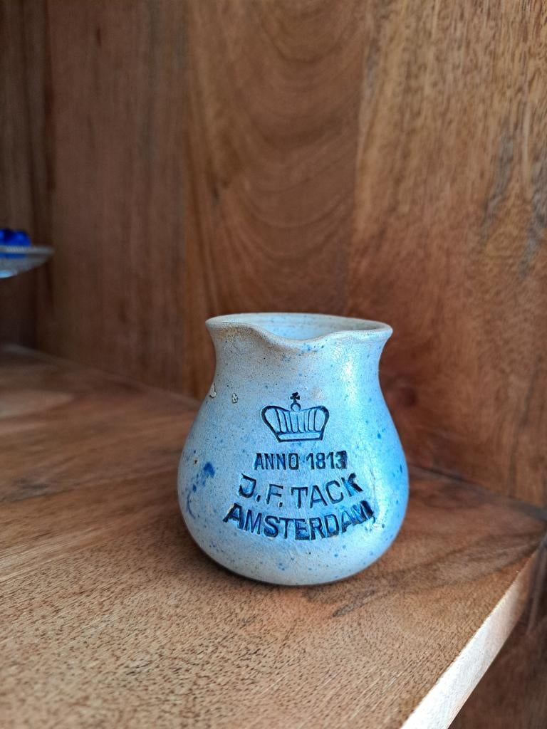 Vintage J.F. Tack Amsterdam mosterdpotje, Antiek en Kunst, Antiek | Keramiek en Aardewerk, Ophalen of Verzenden