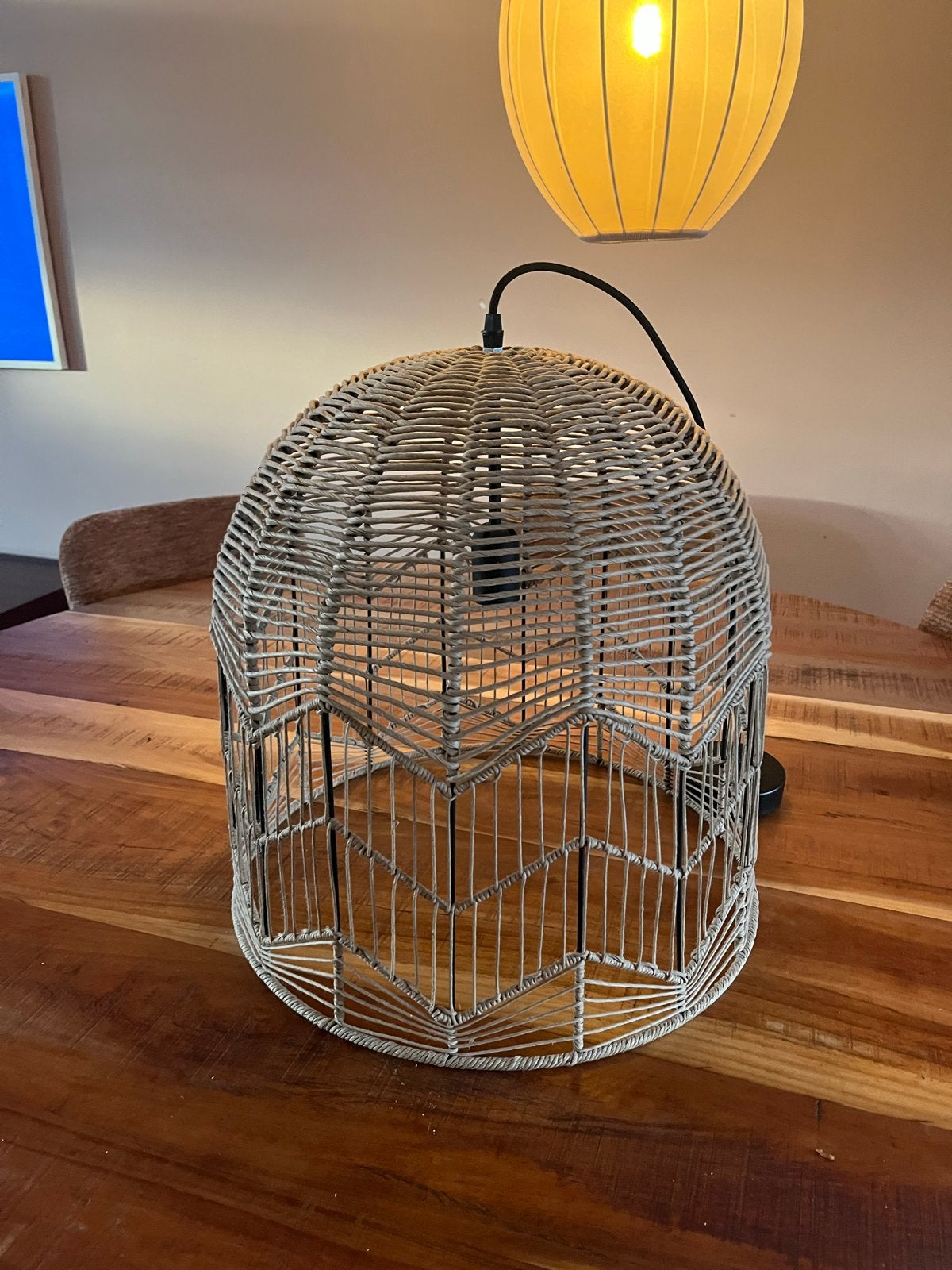 Kwantum Hanglamp Feronia - Rotan/Bamboe Stijl, Ophalen, Zo goed als nieuw, Natuurlijk materiaal, E27 (groot)