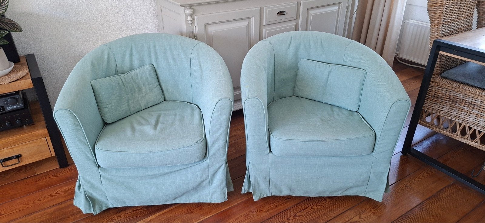 Twee ikea stoelen met afneembare hoezen, Ophalen, Modern, Comfortabel, Gebruikt, 75 tot 100 cm