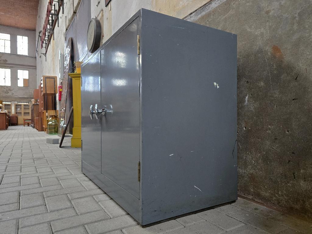 Vintage Gispen Dressoir Grijs | Lage Metalen Kast TV Meubel, Metaal, Vintage Industrieel Retro, 50 tot 75 cm, Gebruikt