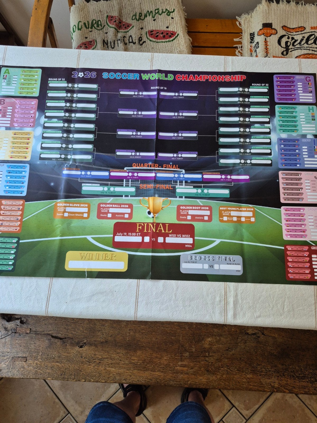 2026 WK Voetbal Toernooischema Poster, Sport en Fitness, Voetbal, Ophalen, Nieuw, Clubaccessoires