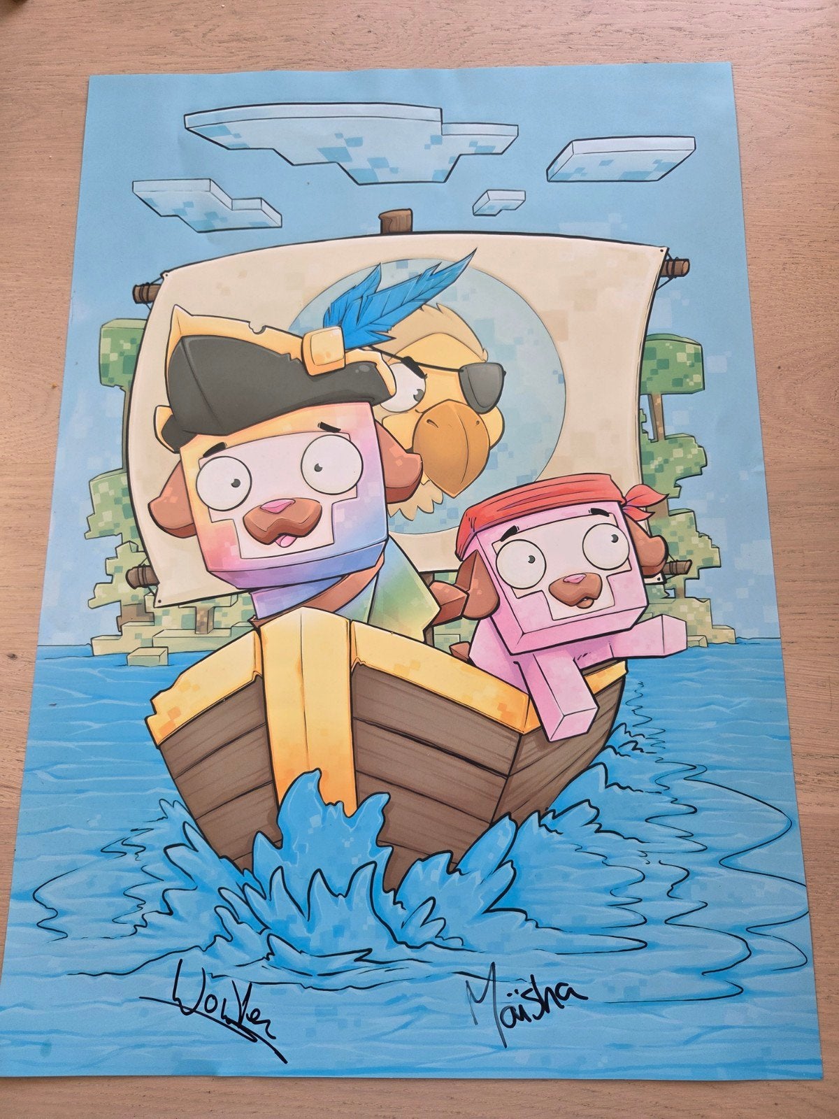 Poster van Jeb_ en Lily gesigneerd door Wouter en Maïsha, Ophalen of Verzenden, Tekening, Overige technieken, Gesigneerd