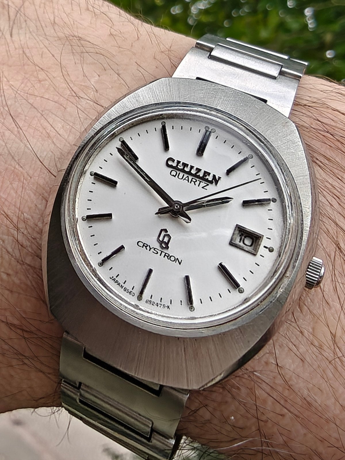 Citizen Crystron Quartz Horloge, 1988 - Vintage Herenhorloge, Staal, Gebruikt, Staal, Verzenden