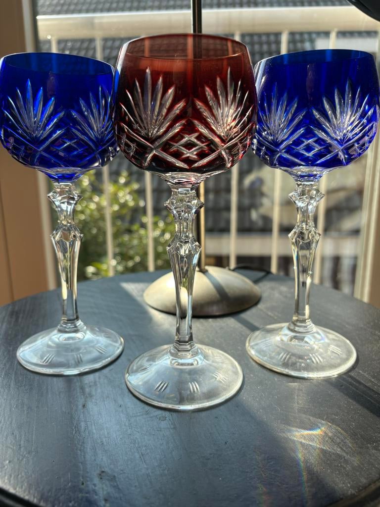 Set van 3 Vintage Nachtmann Boheemse Wijnglazen, Antiek en Kunst, Antiek | Glas en Kristal, Ophalen of Verzenden