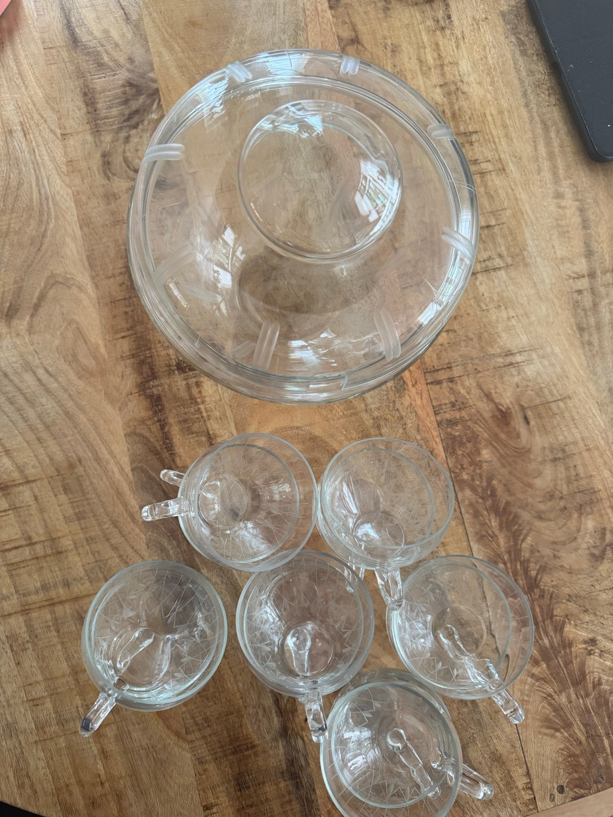Glazen bowl set met 12 kommen, Ophalen, Gebruikt, Glas, Kom(men)