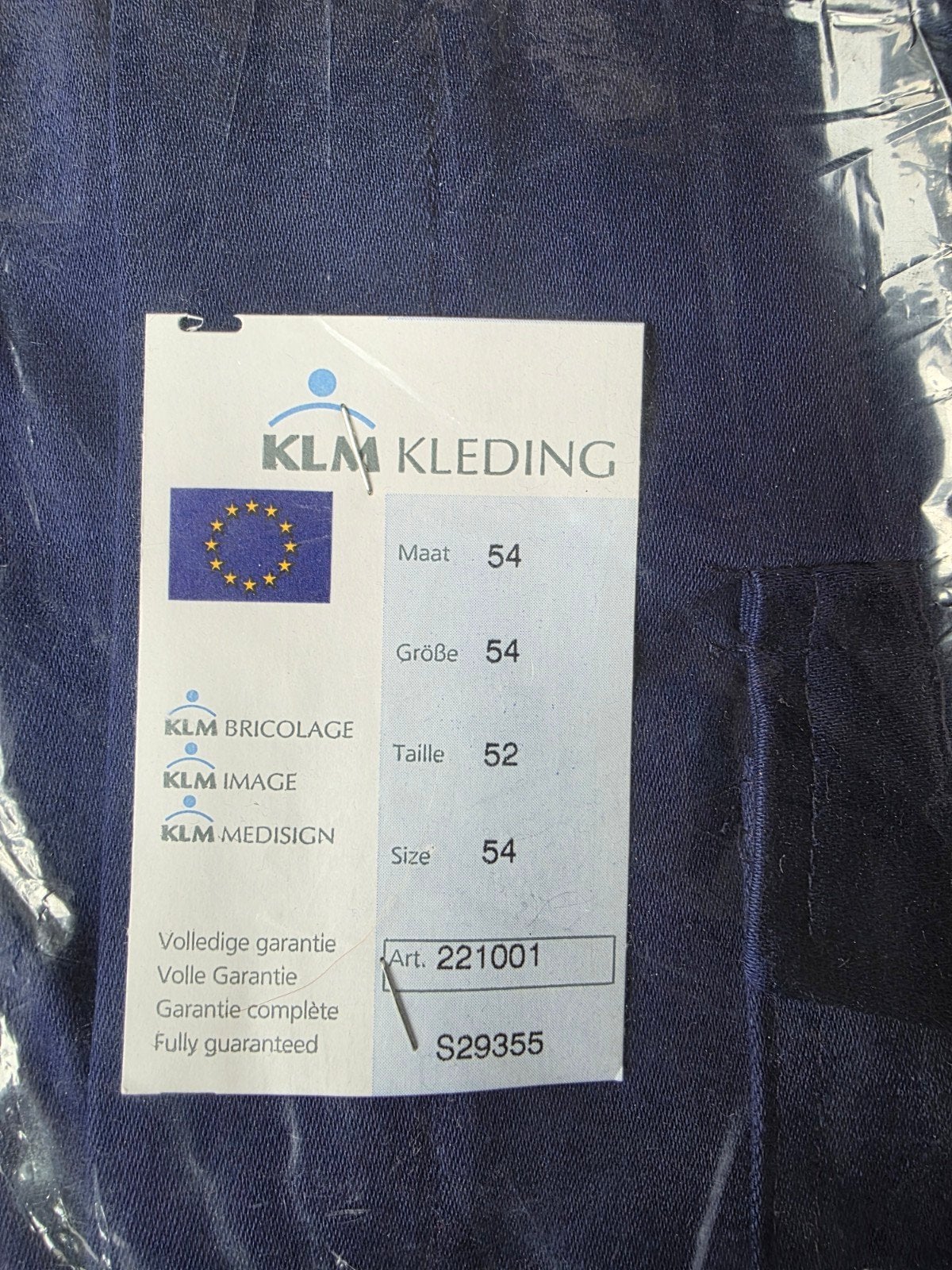 Nieuwe KLM Kleding  Overall Maat 54 - Blauw, Tuin en Terras, Ophalen of Verzenden, Nieuw, Overall