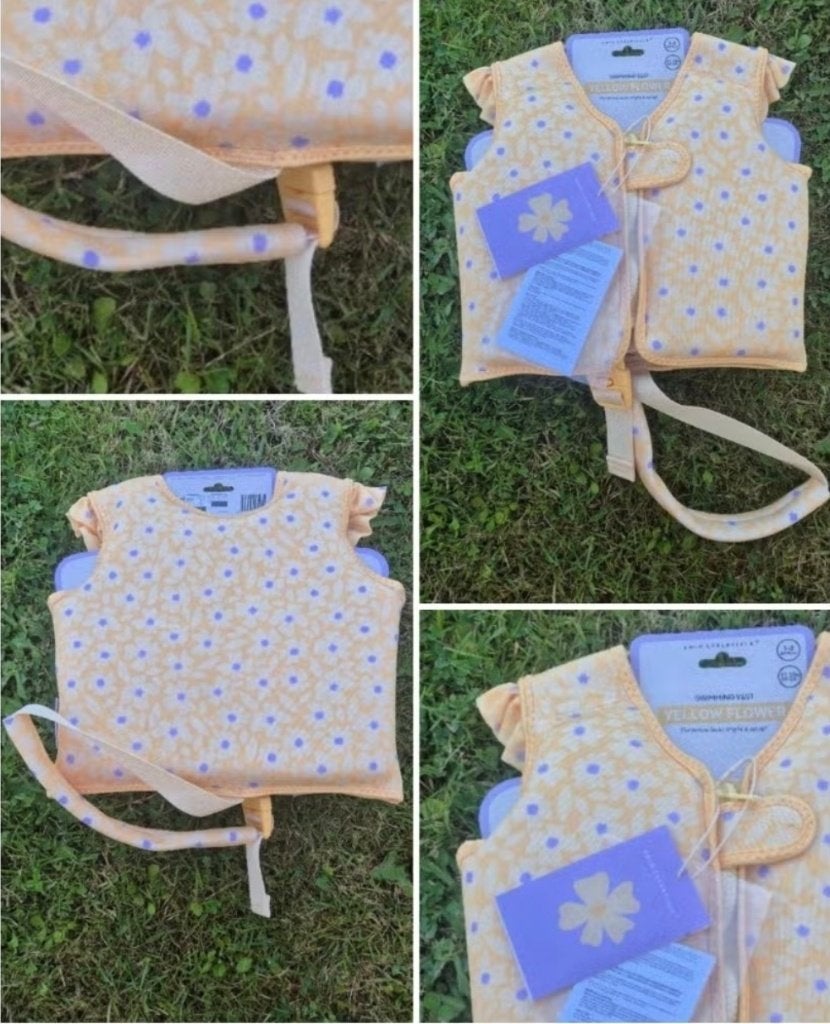 Zwemvest 1-2 jaar (11-15 kg) Maat 86/92 Bloemen Geel Lila, Watersport en Boten, Kind, Verzenden, Nieuw, Swim Essentials