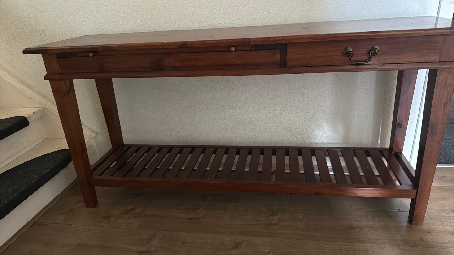 Kersenhouten sidetable, Ophalen, 100 tot 150 cm, Zo goed als nieuw, 25 tot 50 cm