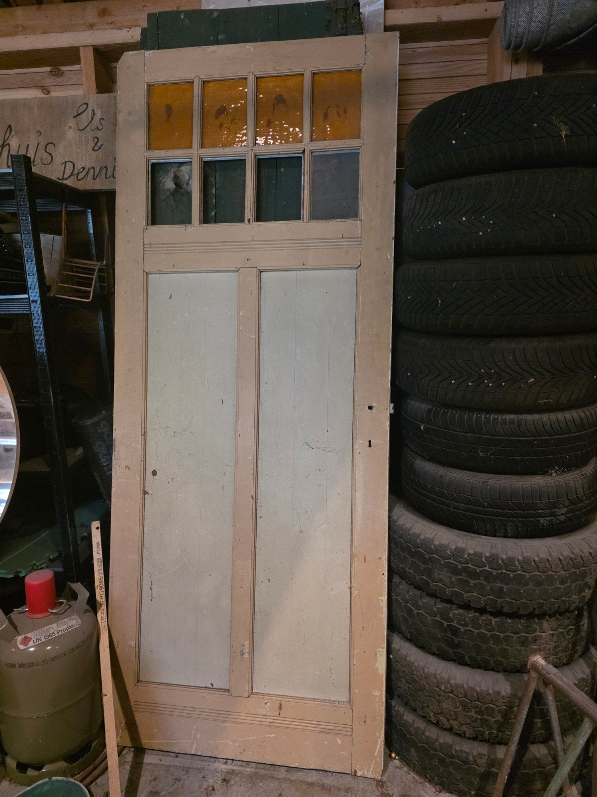 1 oude paneeldeur 87 x 215 (gekocht bij Destijdsch), Ophalen, Gebruikt, 80 tot 100 cm, 215 cm of meer
