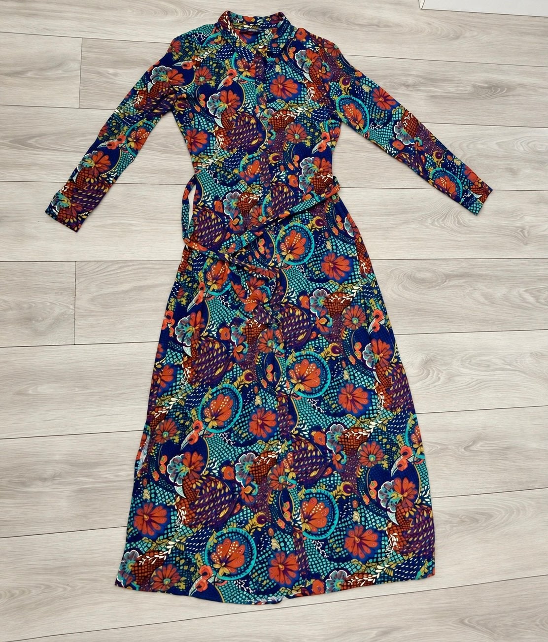 King Louie lange jurk maat 38, Kleding | Dames, Maat 38/40 (M), Ophalen of Verzenden, Zo goed als nieuw, Onder de knie