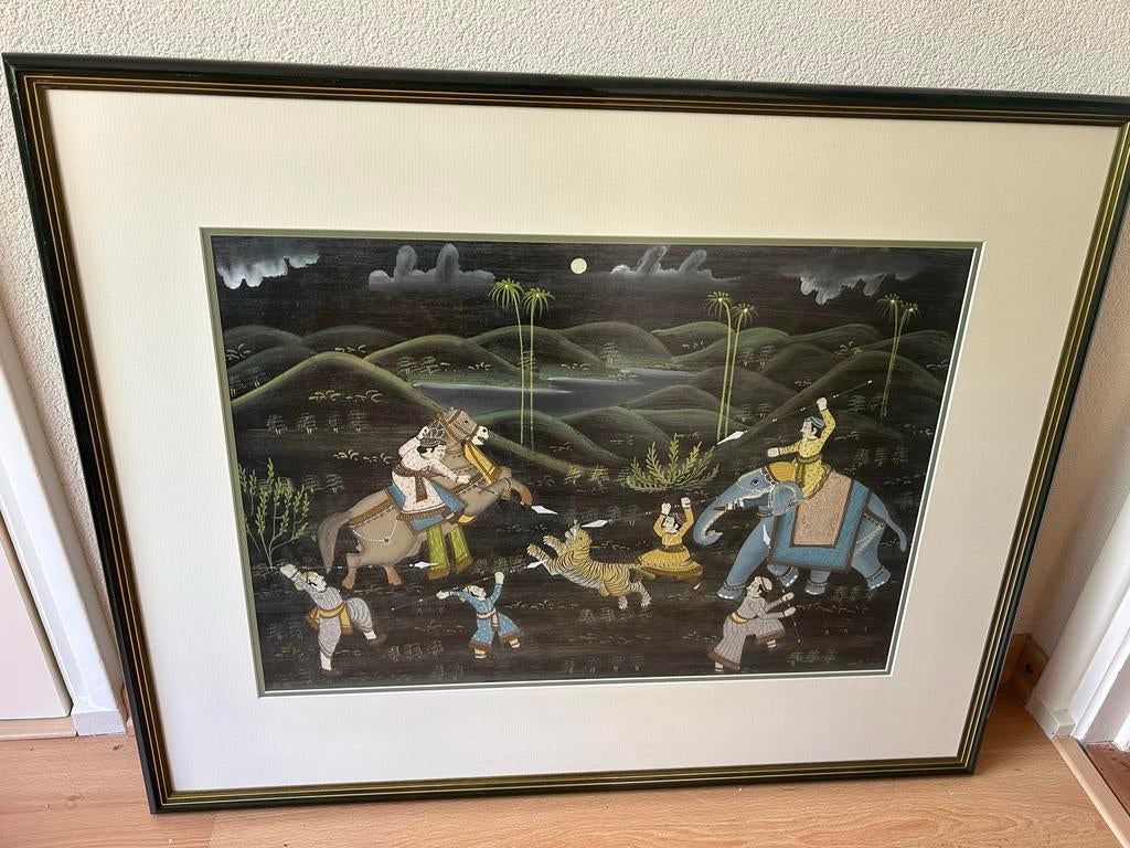 Prachtig Indonesisch schilderij - Jachtscène, Ophalen