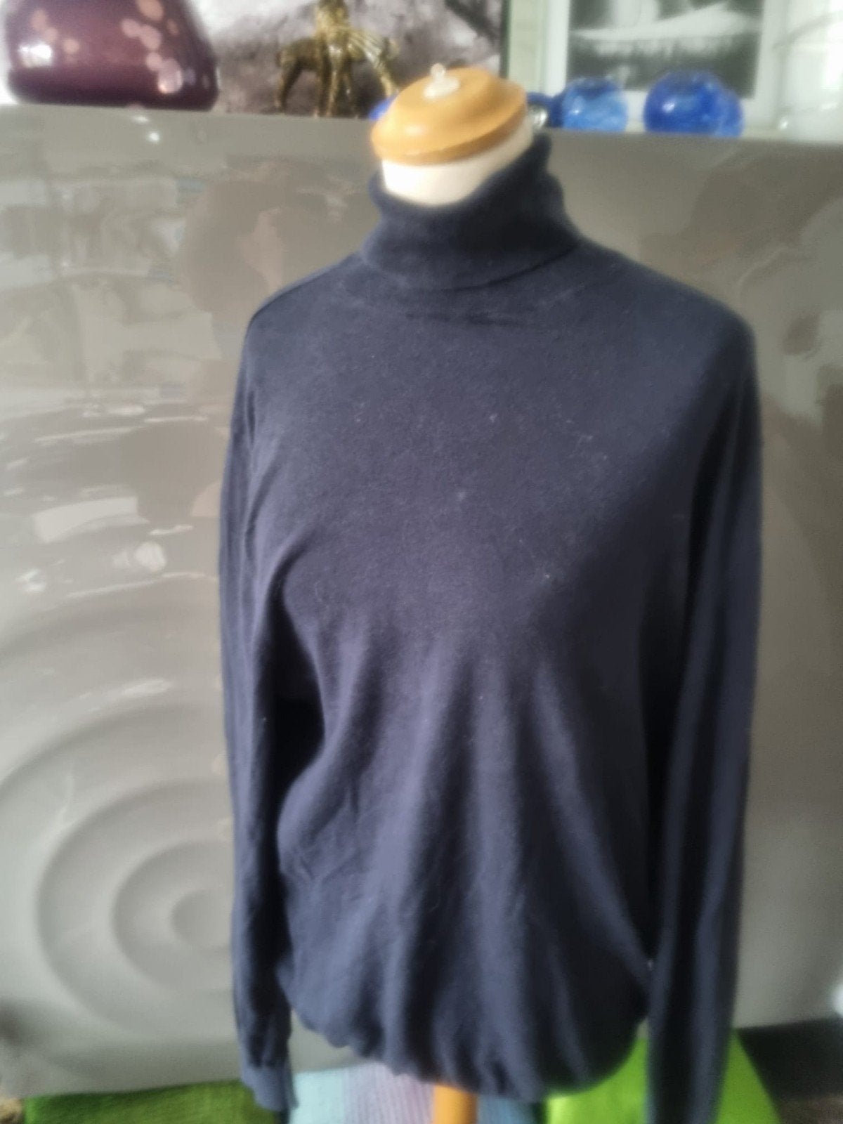 Massimo Dutti coltrui, mt L, katoen/kasjmier/zijde, blauw., Ophalen of Verzenden, Zo goed als nieuw, Blauw