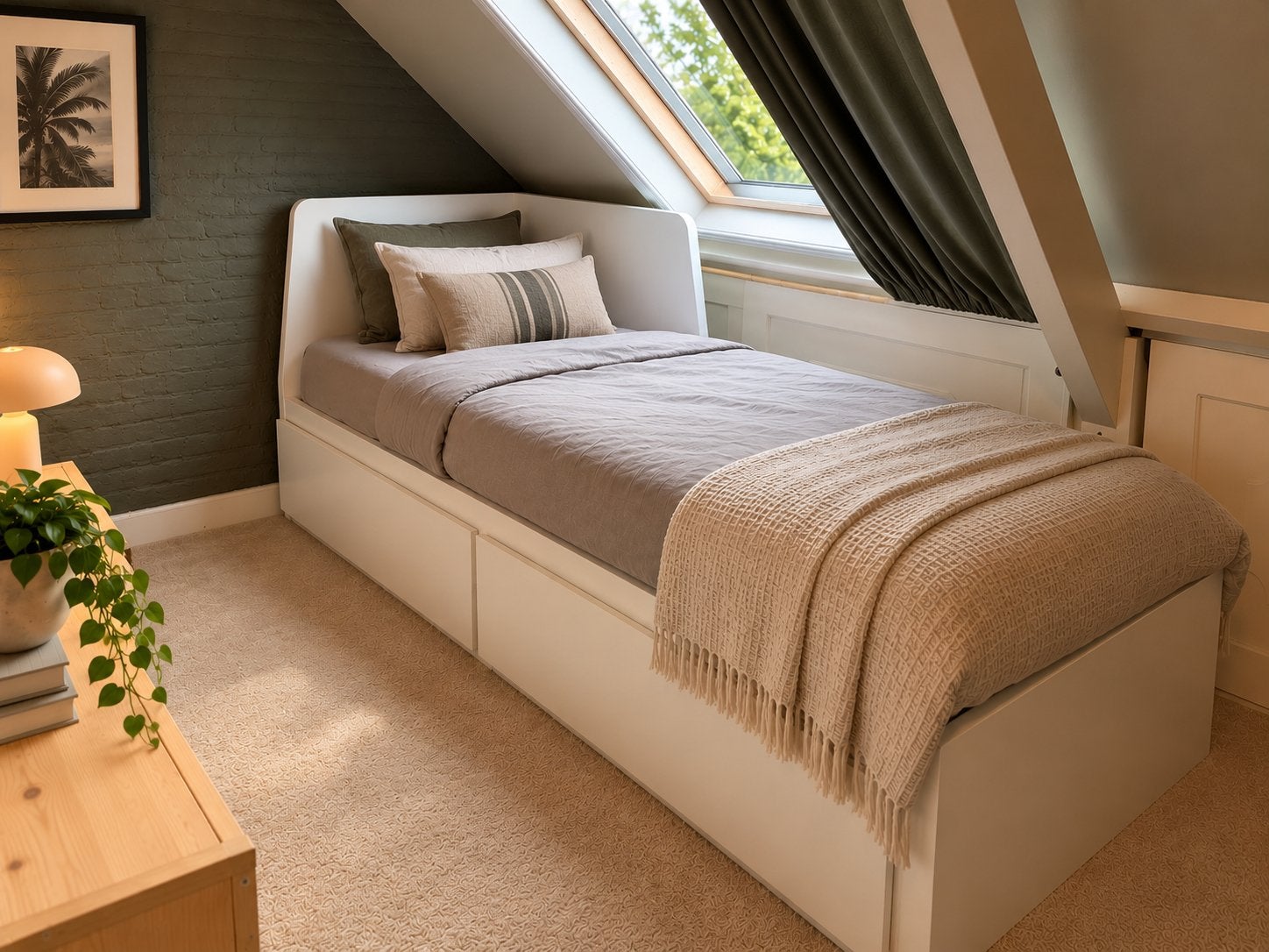 IKEA FLEKKE bedbank – 1 persoons of 2 persoons + 2 matrassen, Ophalen, Wit, Tweepersoons, Zo goed als nieuw