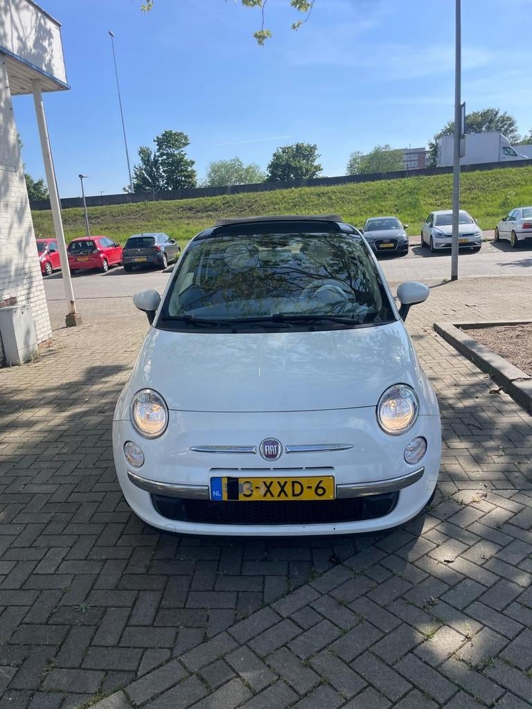Fiat 500C 0.9 85pk Turbo Twinair 2012 Wit, Auto's, Fiat, Euro 5, 31 €/maand, Cabriolet, Leder en Stof
