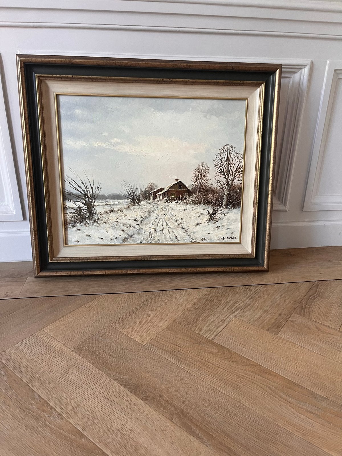 F.L Corsius - Schilderij Winterlandschap - Gesigneerd, Antiek en Kunst, Kunst | Schilderijen | Klassiek, Ophalen, Nederlandse school