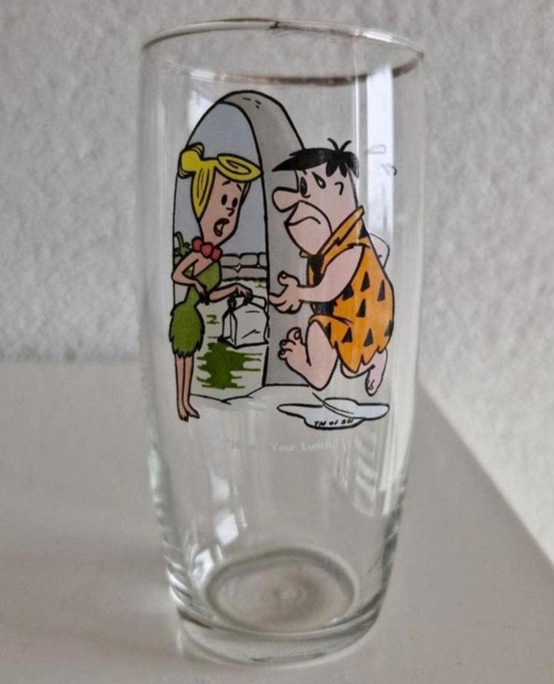 Glas The Flinstones ( Fred en Wilma ), Ophalen of Verzenden, Zo goed als nieuw, Frisdrankglas