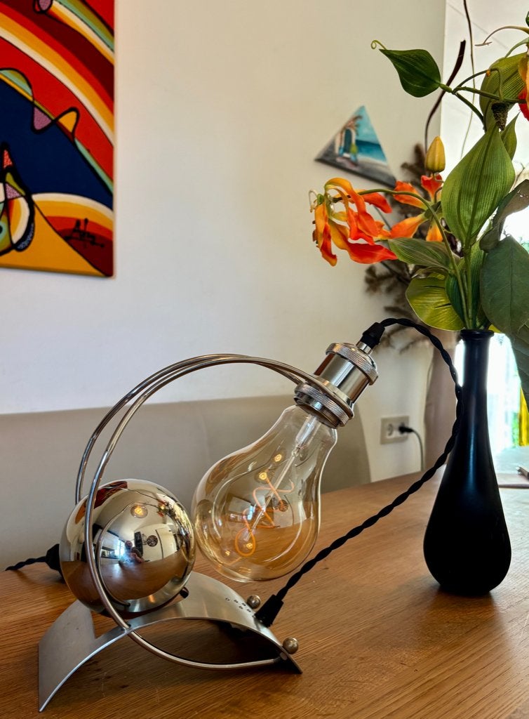 tafellamp "Chrome"2, Huis en Inrichting, 27 cm, Dimbaar, Glas, E27 (groot)