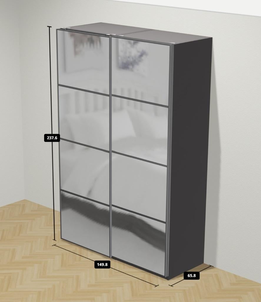 Pax kast + spiegel schuifdeuren, Huis en Inrichting, Kasten | Kledingkasten, Gebruikt, 200 cm of meer, 150 tot 200 cm, Glas