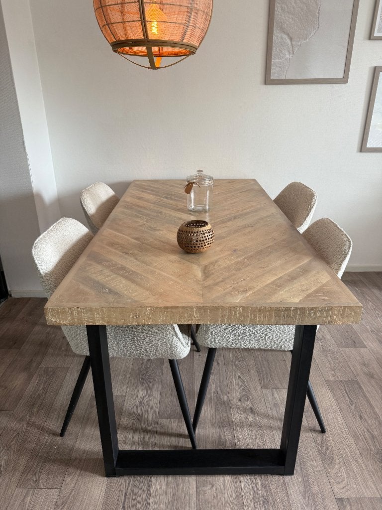 Eettafel Woood + U-vorm tafelpoten, Huis en Inrichting, Ophalen, Gebruikt, 50 tot 100 cm, 150 tot 200 cm