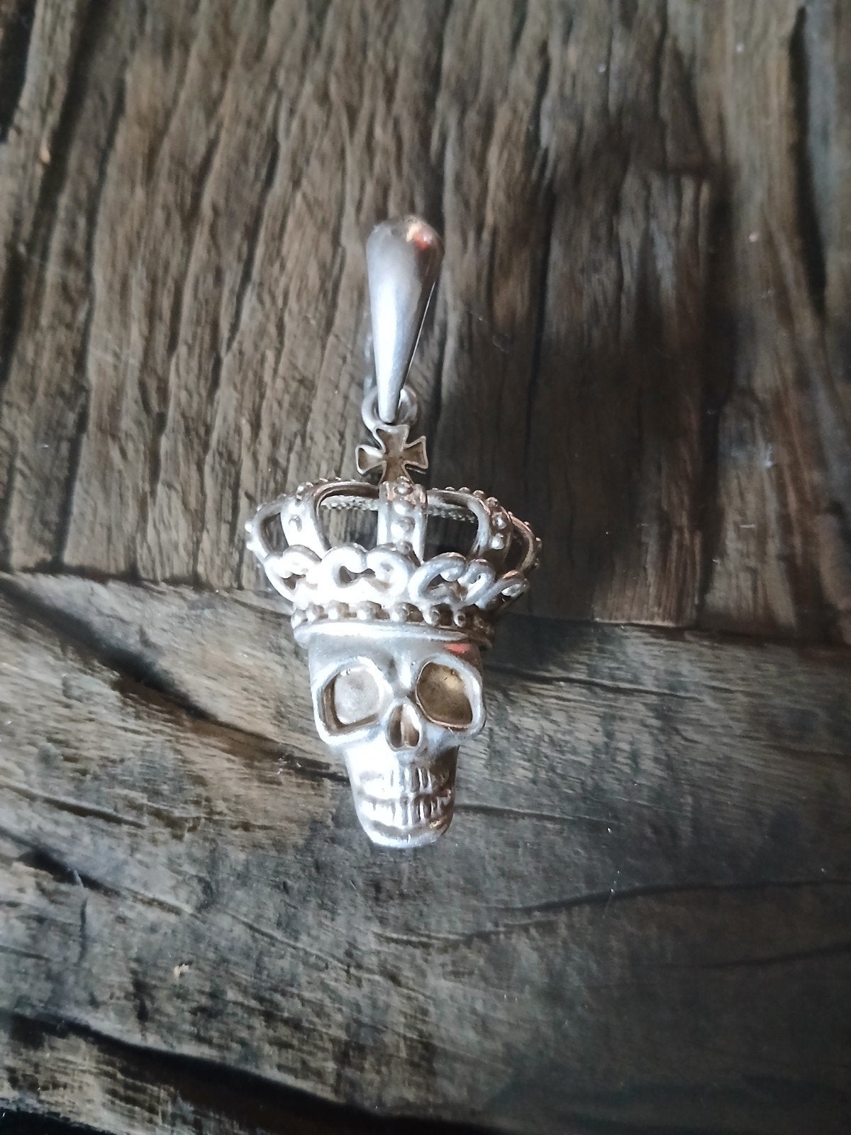 925 Zilveren Skull Hanger met Kroon voor Koningsketting, Ophalen