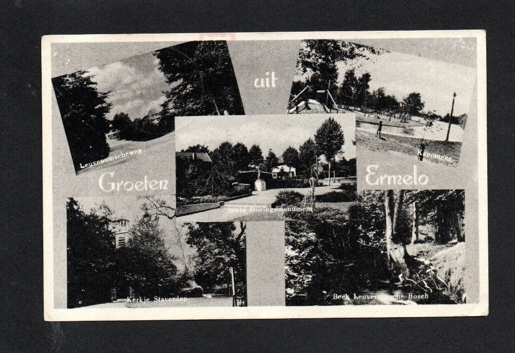 Groeten uit Ermelo, 1956. Leuvenumscheweg, Kanomeer, Beek., Ophalen of Verzenden, 1940 tot 1960, Gelopen, Gelderland