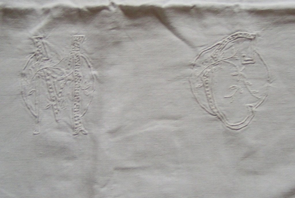 2 pers antiek linnen laken met monogram ZZ 1140, Verzenden