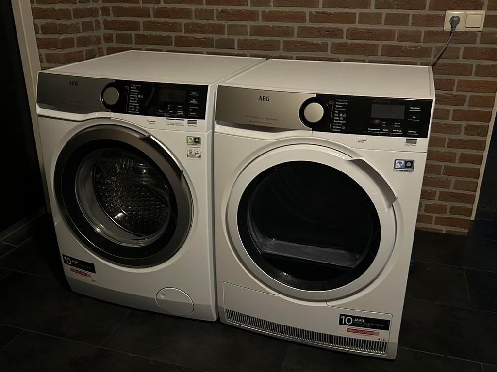 AEG Wasmachine en Droger Set - Zo goed als nieuw, Witgoed en Apparatuur, 8 tot 10 kg, Ophalen, Zo goed als nieuw, 85 tot 90 cm