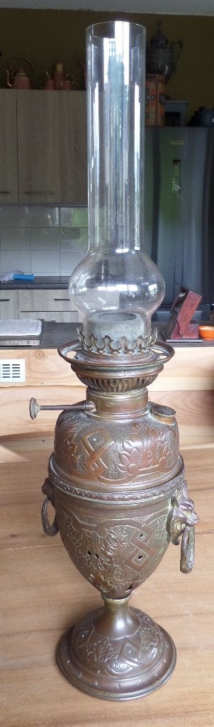 antiek grote olielamp ca. 1875-1925, Ophalen of Verzenden