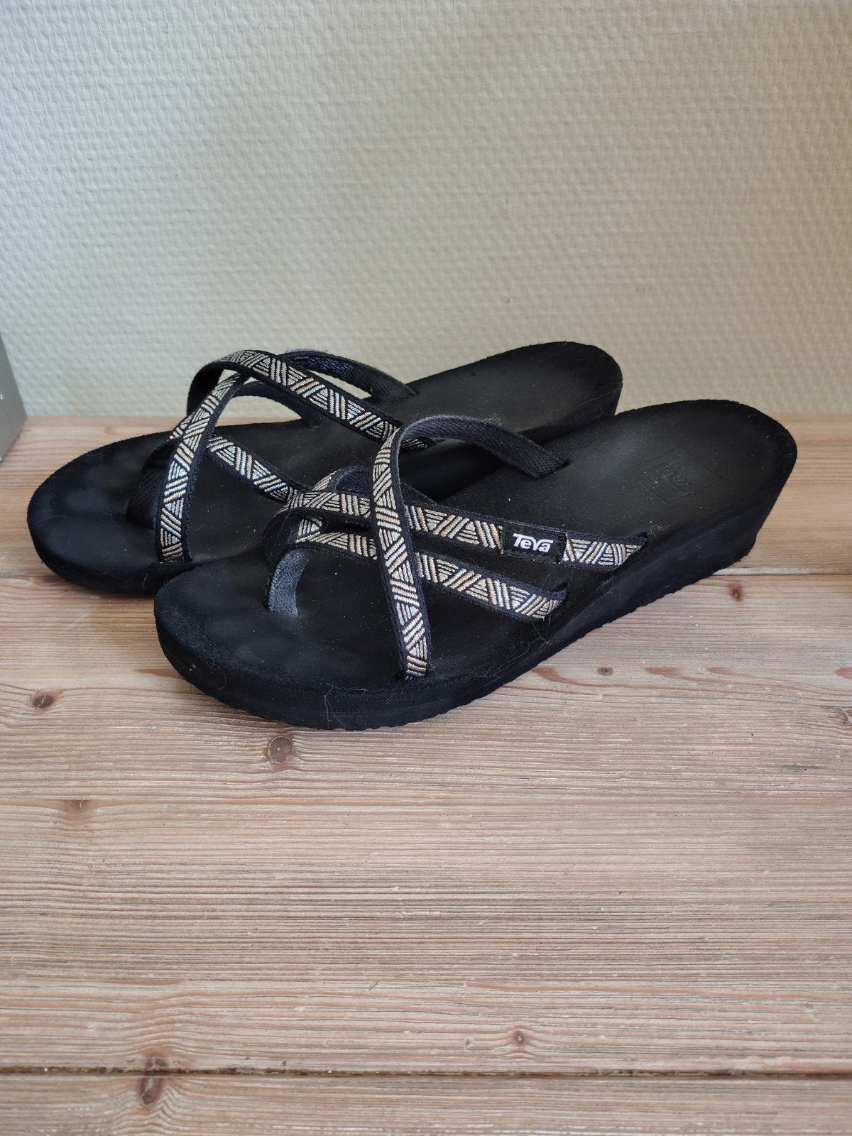 Teva dames slippers maat 38  Mush Mandalyn Wedge, Zwart, Teva, Gedragen, Sandalen of Muiltjes