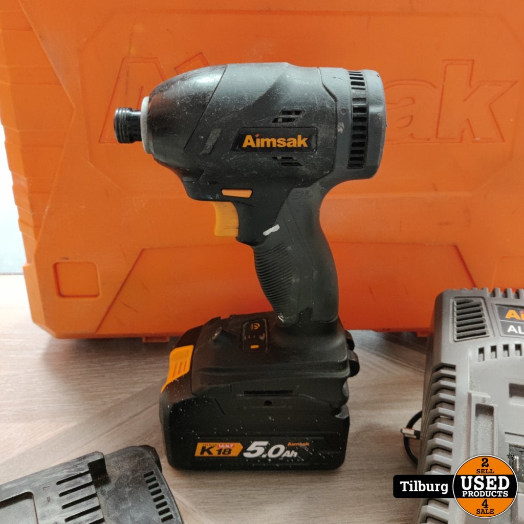 Aimsak BL18M60 Slagschroevendraaier | 2 Accu's/Lader | In ko, Doe-het-zelf en Verbouw, Gereedschap | Boormachines, Flex Ltd., Gebruikt