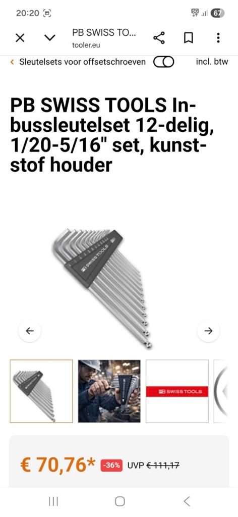 NIEUW PB Swiss inbusset AF inch maten, Ophalen of Verzenden, Nieuw
