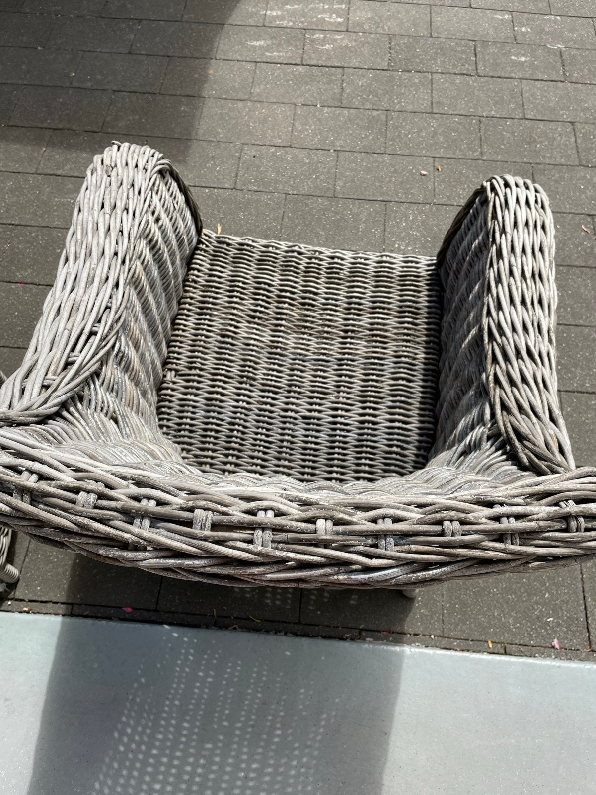 Rotan stoel grijs - Comfortabele en stijlvolle fauteuil, Ophalen, Gebruikt, Riet of Rotan, Eén