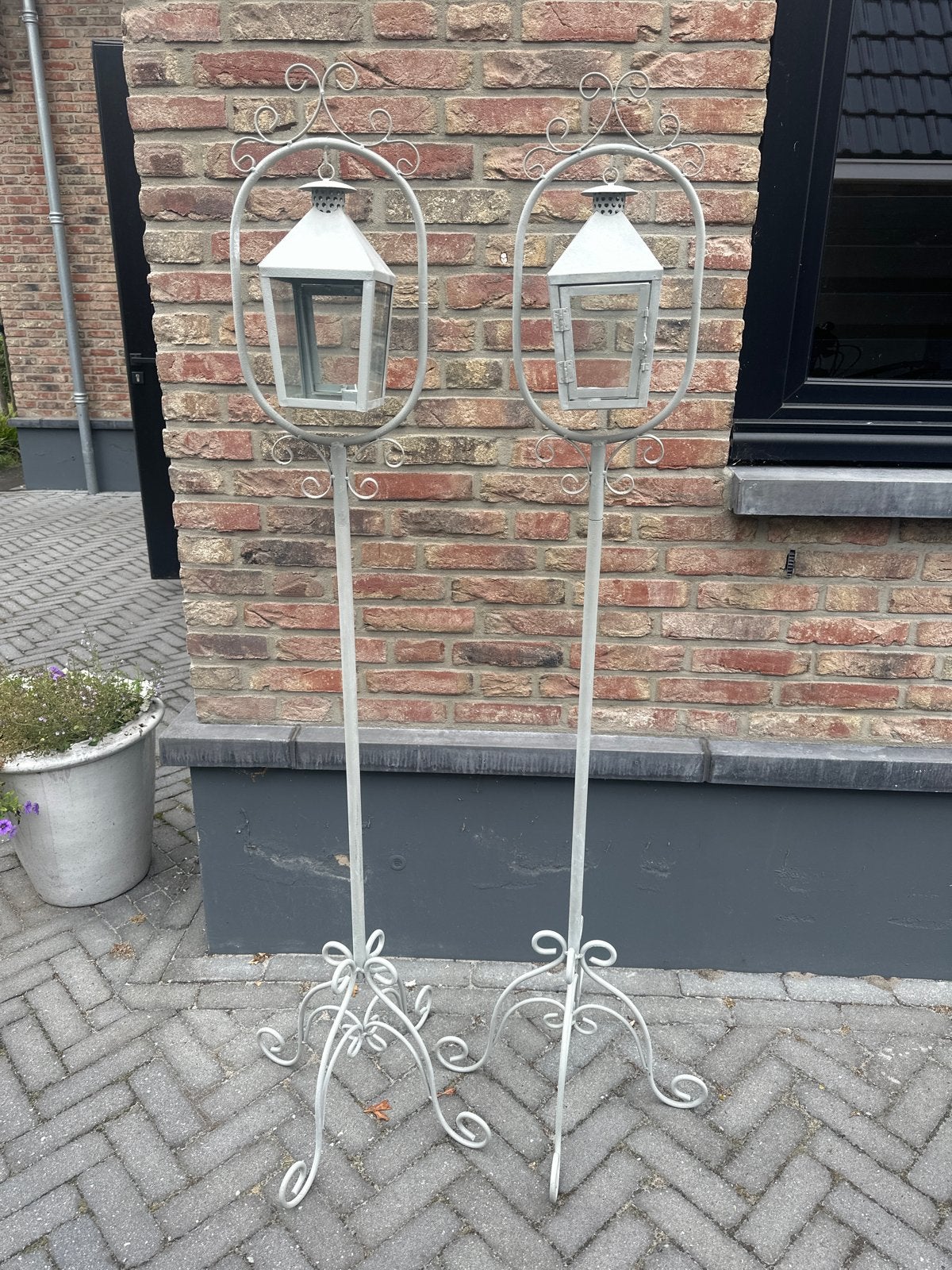 Set van 2 decoratieve staande lantaarns, Ophalen, Gebruikt, Minder dan 50 watt, Staande lamp