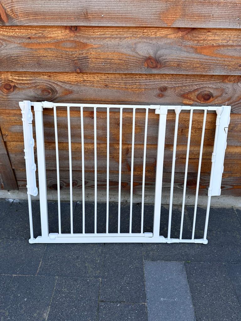 BabyDan Flex traphekje met verlengstuk, Kinderen en Baby's, Traphekjes, Ophalen, Zo goed als nieuw, Klemhekje, Metaal of IJzer