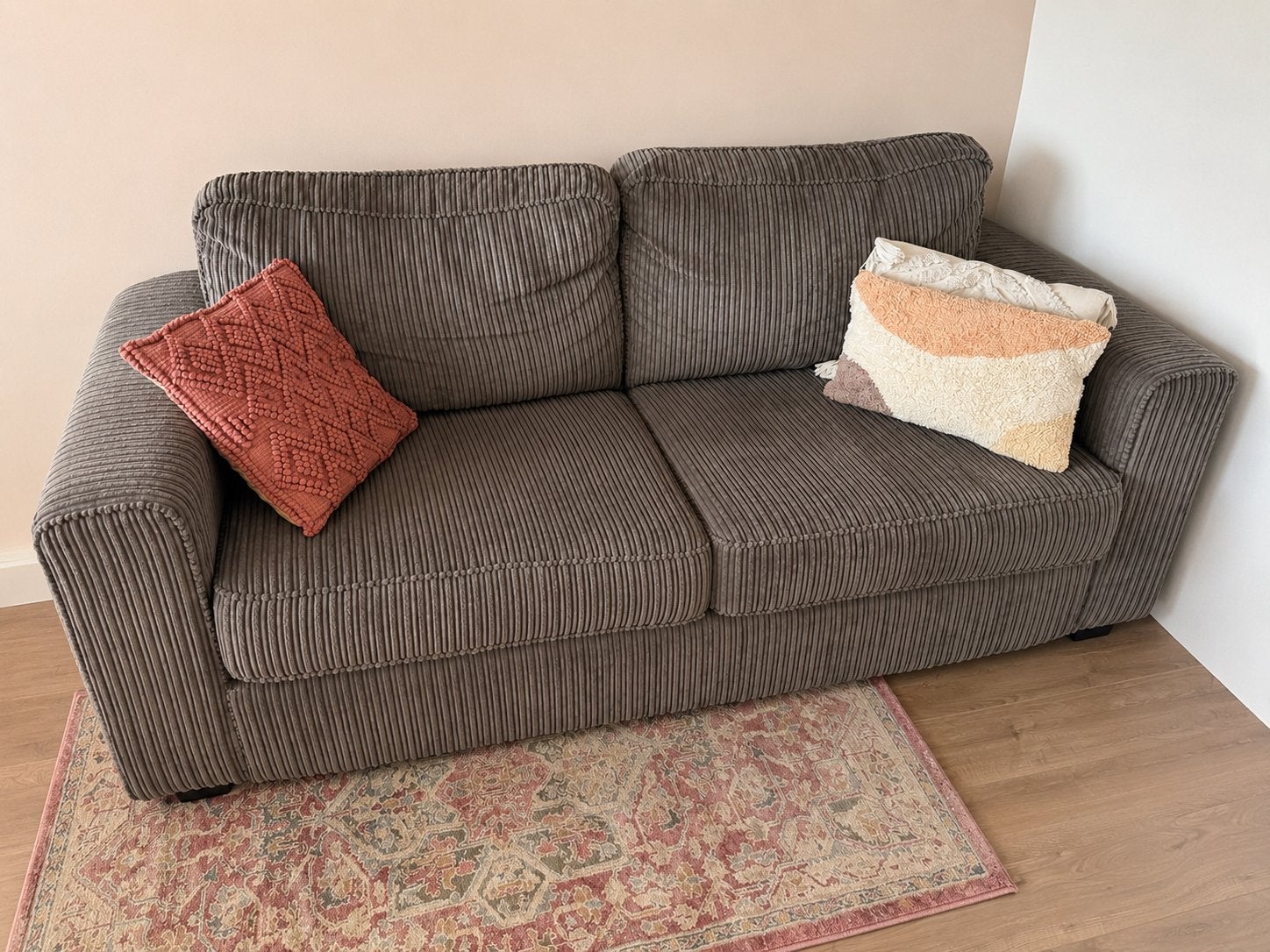 Comfortabele 2-zitsbank van ribstof, Huis en Inrichting, Ophalen, Zo goed als nieuw, Stof