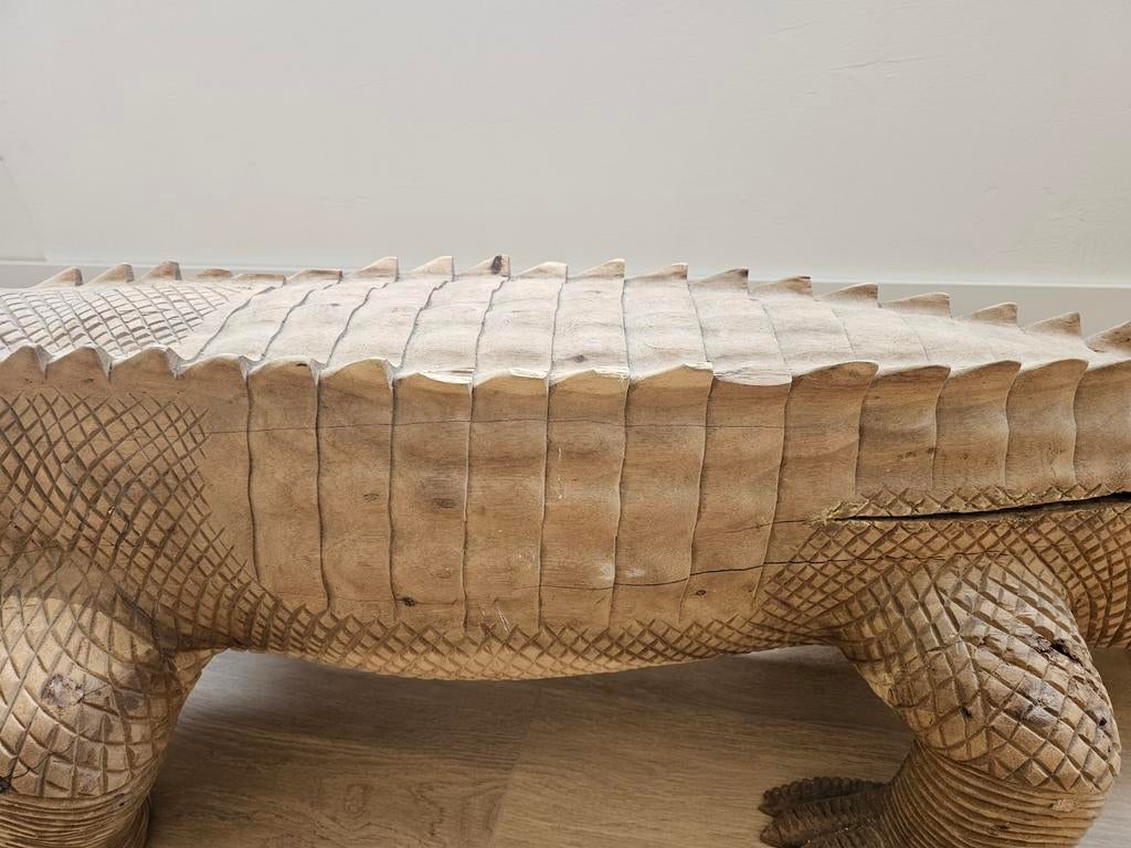 Houtsnijwerk krokodil, Ophalen of Verzenden