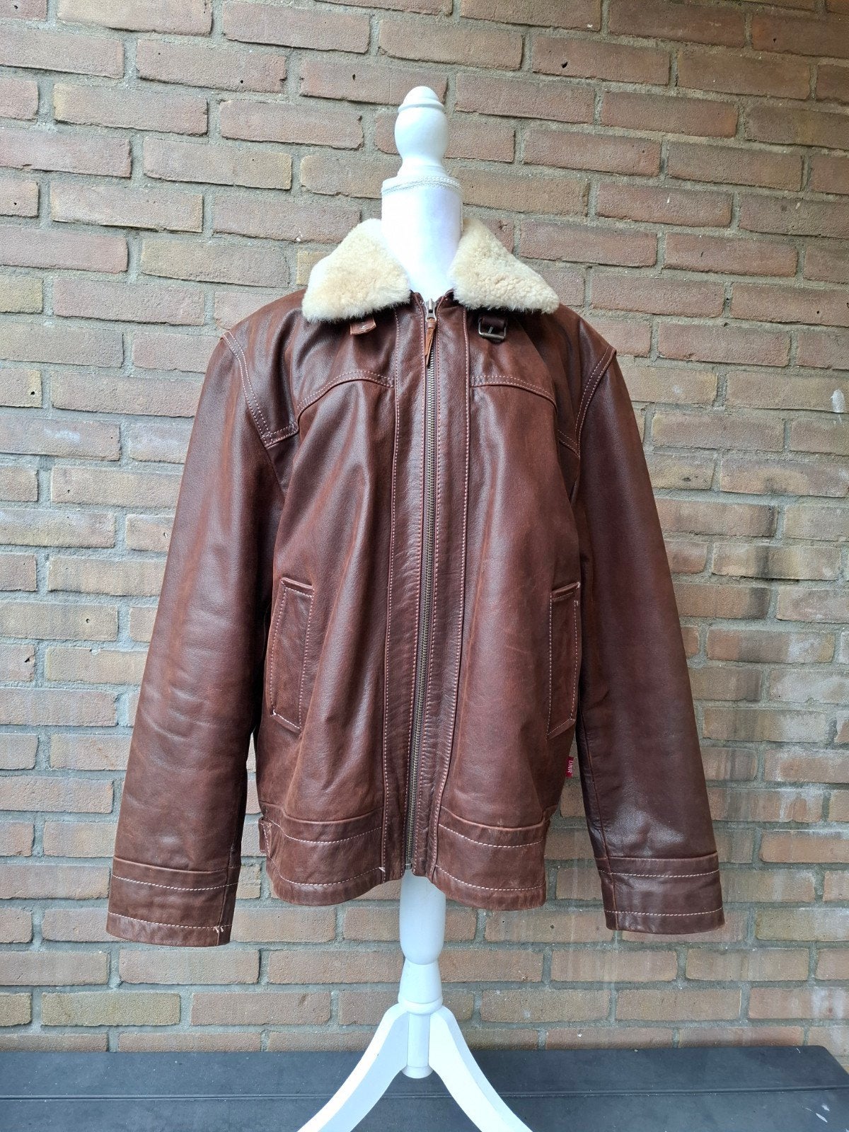Dnr menswear echt leren jas maat 56, Ophalen of Verzenden, Gedragen, Maat 56/58 (XL), Bruin