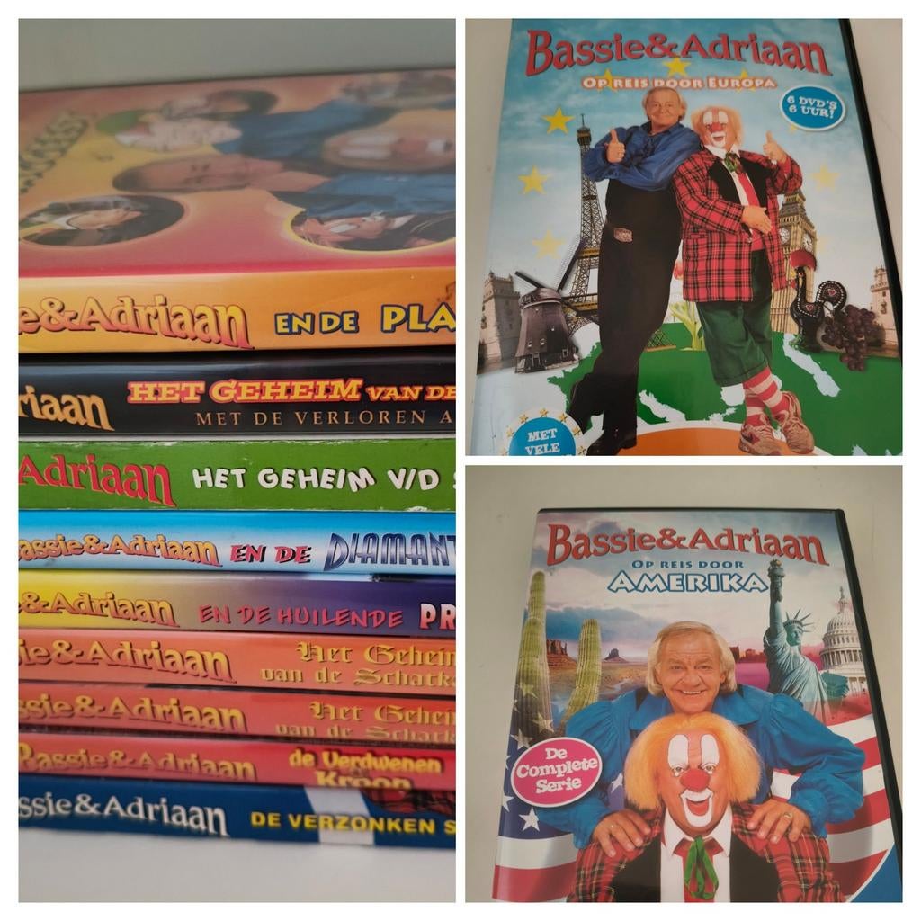 Bassie & Adriaan - Europa & Amerika Boxsets +alle speelfilms, Cd's en Dvd's, Dvd's | Kinderen en Jeugd, Alle leeftijden, Ophalen