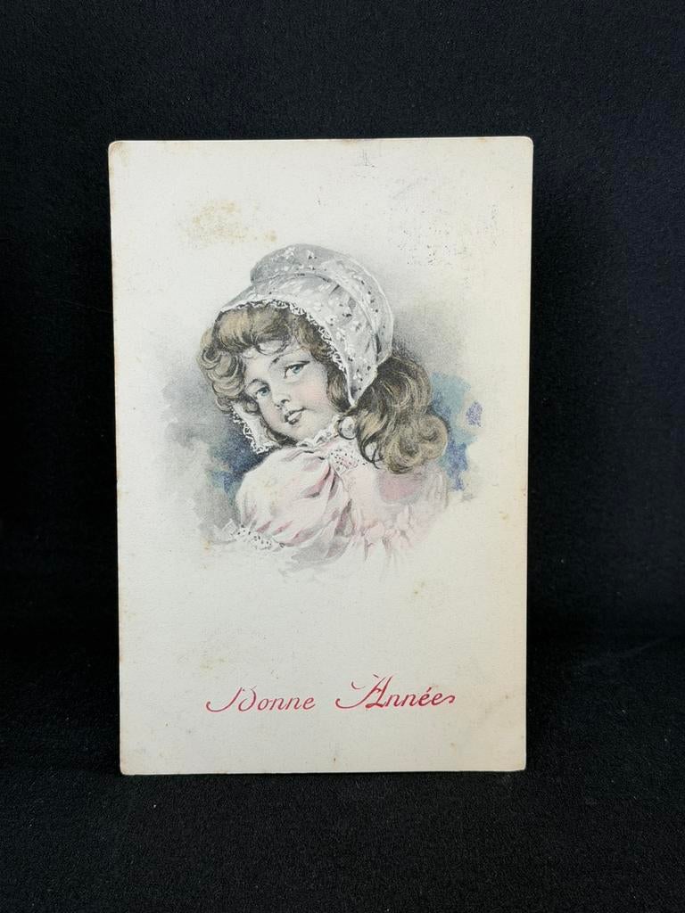 Antieke nieuwjaarskaart "Bonne Année" gelopen 1913, Ophalen of Verzenden, Voor 1920, Gelopen, Frankrijk