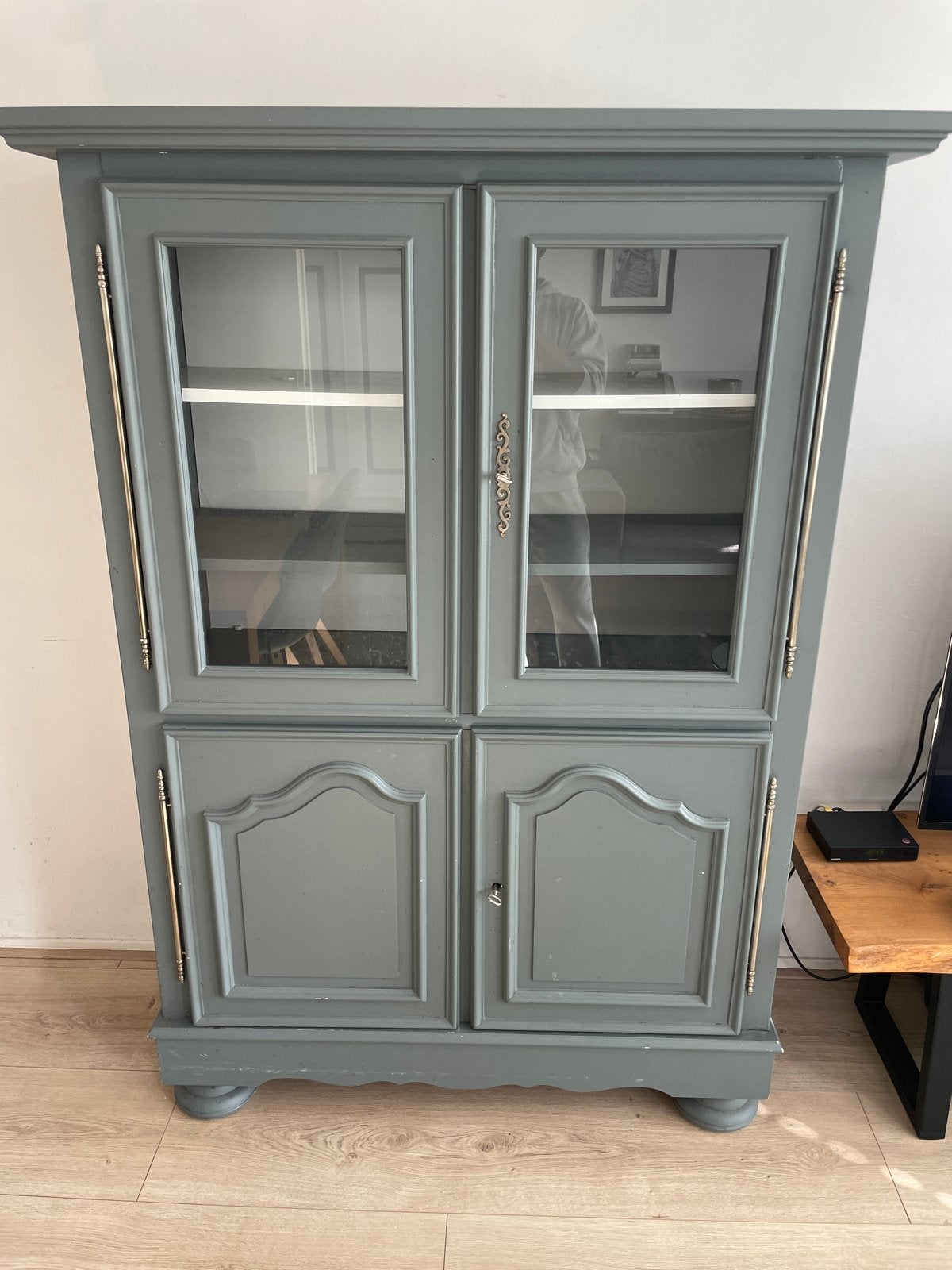 Mooie houten vitrinekast - L: 165 cm, B: 120 cm, D: 46 cm, Ophalen, Gebruikt, 100 tot 150 cm, 150 tot 200 cm