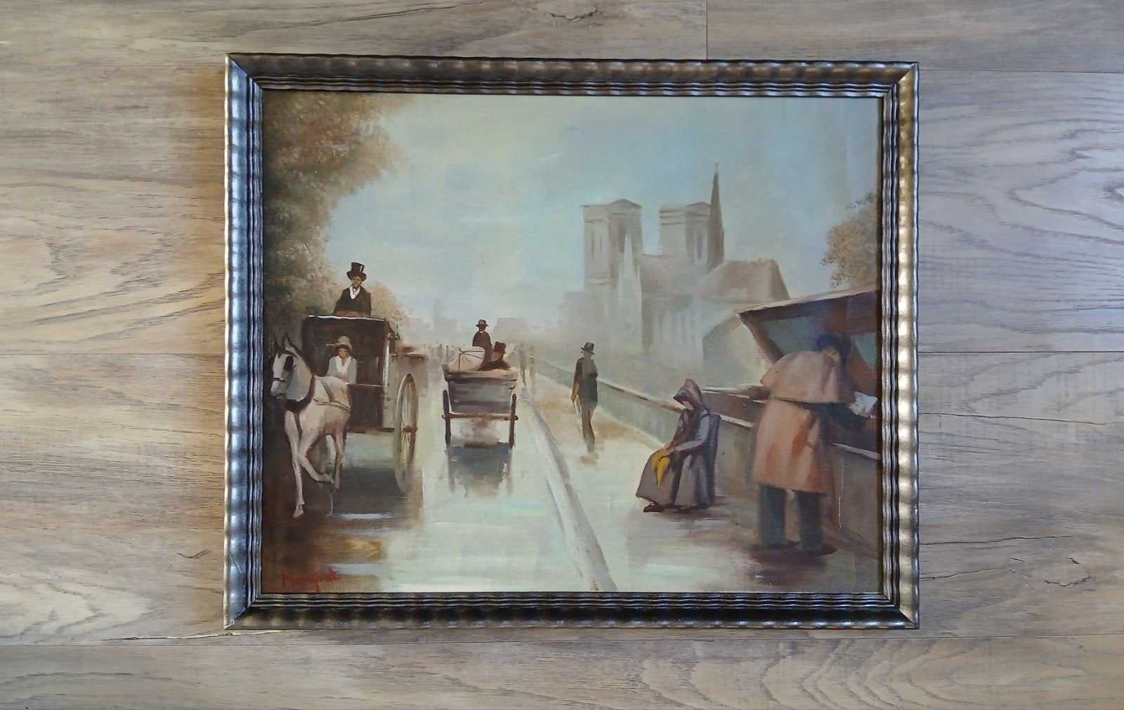 Schilderij # Notre Dame Parijs langs de Seine, Ophalen of Verzenden