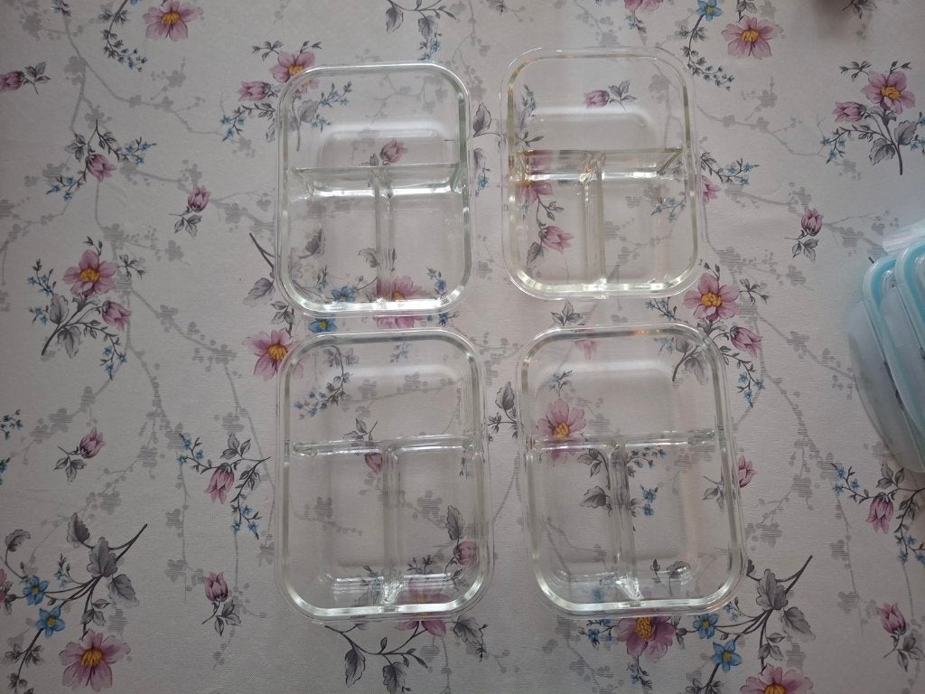 Meal prep bakjes, glazen containers, 4 stuks, Ophalen of Verzenden