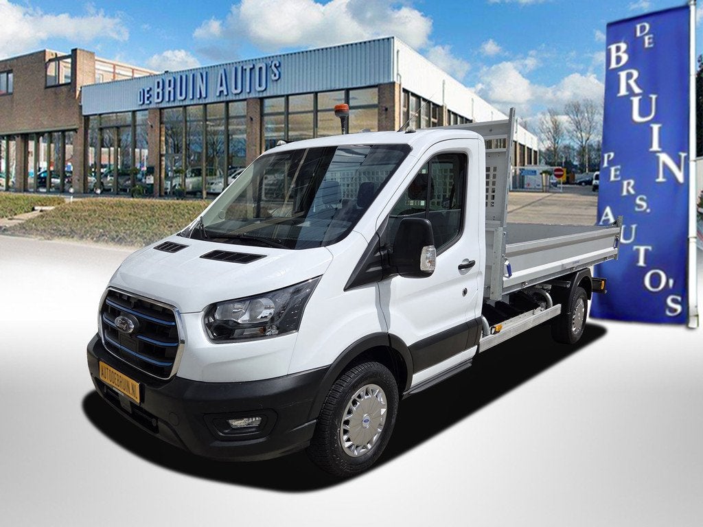 Ford E-Transit 350 Trend Elektrische Kipper Airco Cruisecont, Auto's, Bestelauto's, Gebruikt, Zwart, Wit, Origineel Nederlands