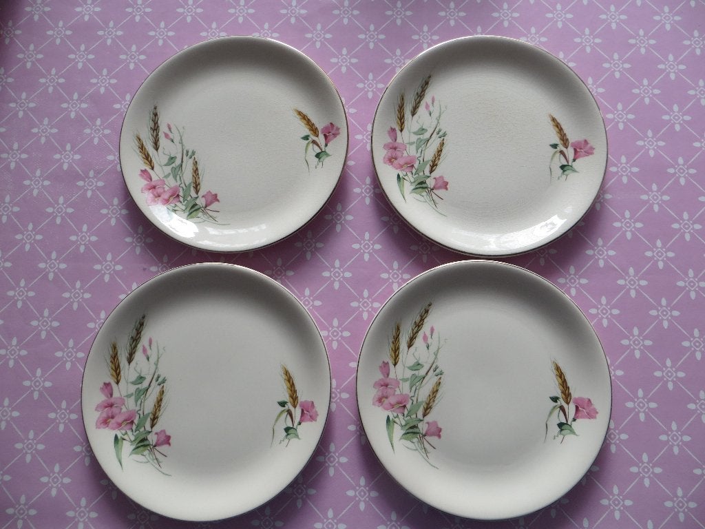 vintage bordje/Alfred Meakin/Columbine/Gebak/Pink Wildflower, Gebruikt, Ophalen of Verzenden, Bord(en), Overige stijlen